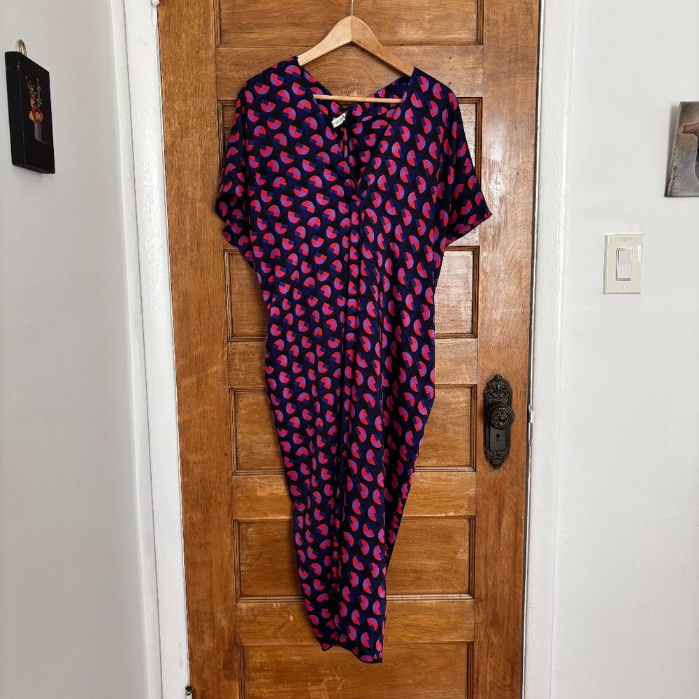 Zara Oversized Caftan Cocoon Midi Dress in Geometric Pattern - XS